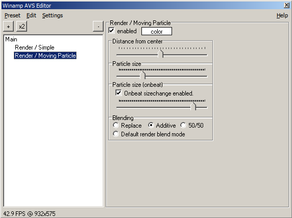 A Win32-style window with a title and menu bar on top and editing controls such as buttons and sliders within the content area of the window below.